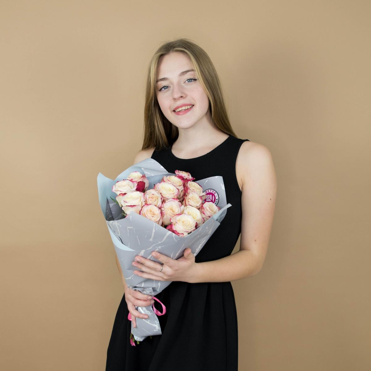 Розы красно-белые 15 шт 40 см (Эквадор) №: 1584