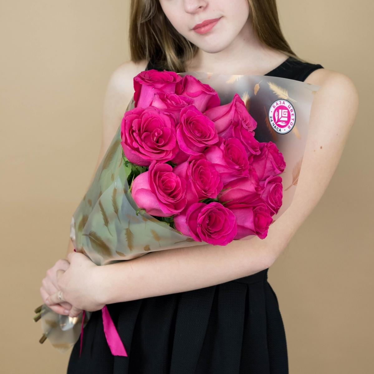 Букет из розовых роз 15 шт 40 см (Эквадор) код: 1608iv