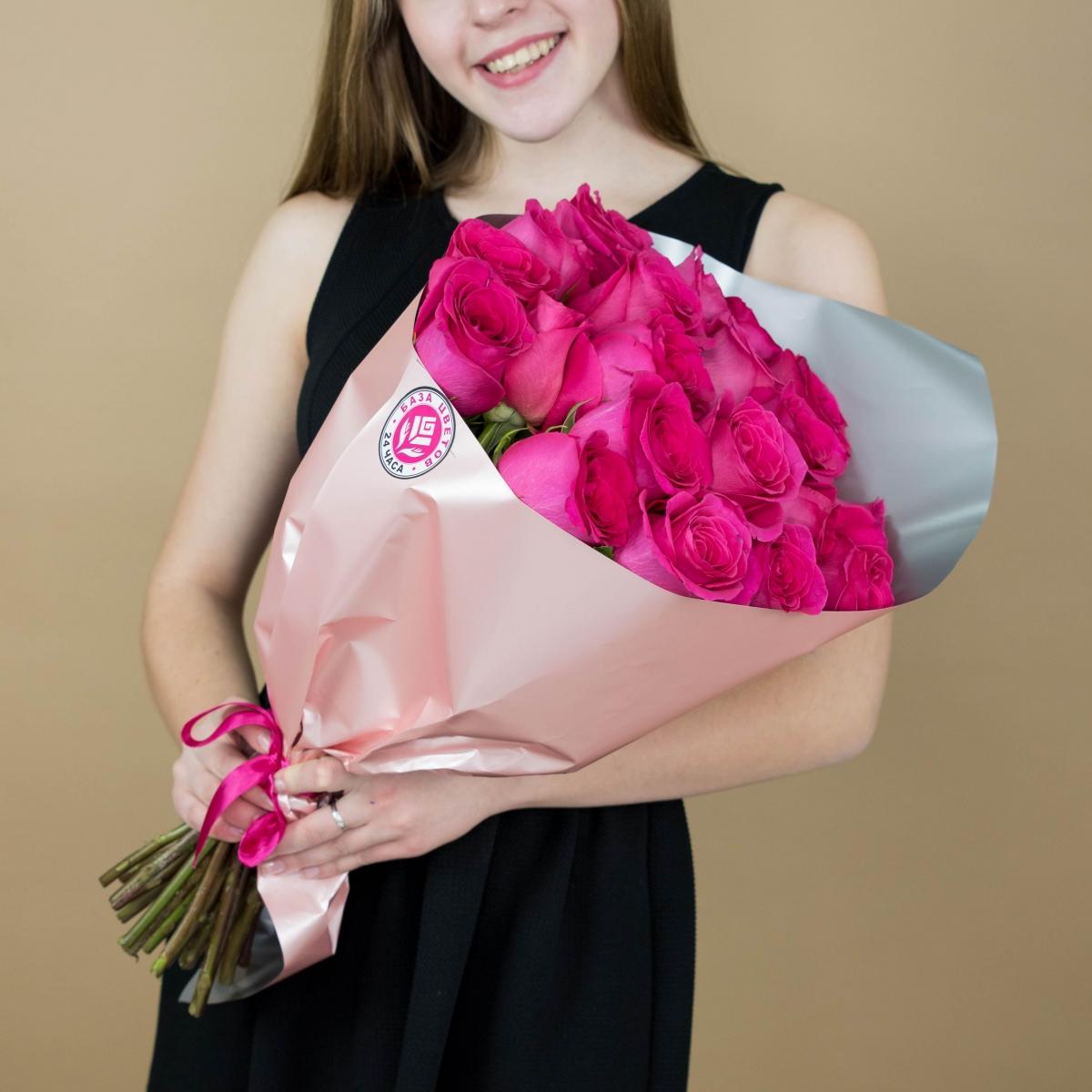 Букет из розовых роз 21 шт. (40 см) (код товара: 1611iv)