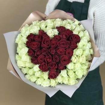 Букет 101 роза (Кения) в виде Сердца articul  2106